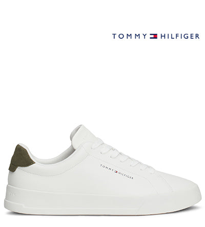 TOMMY HILFIGER LEATHER GRAIN WHITE GREEN Tommy Hilfiger